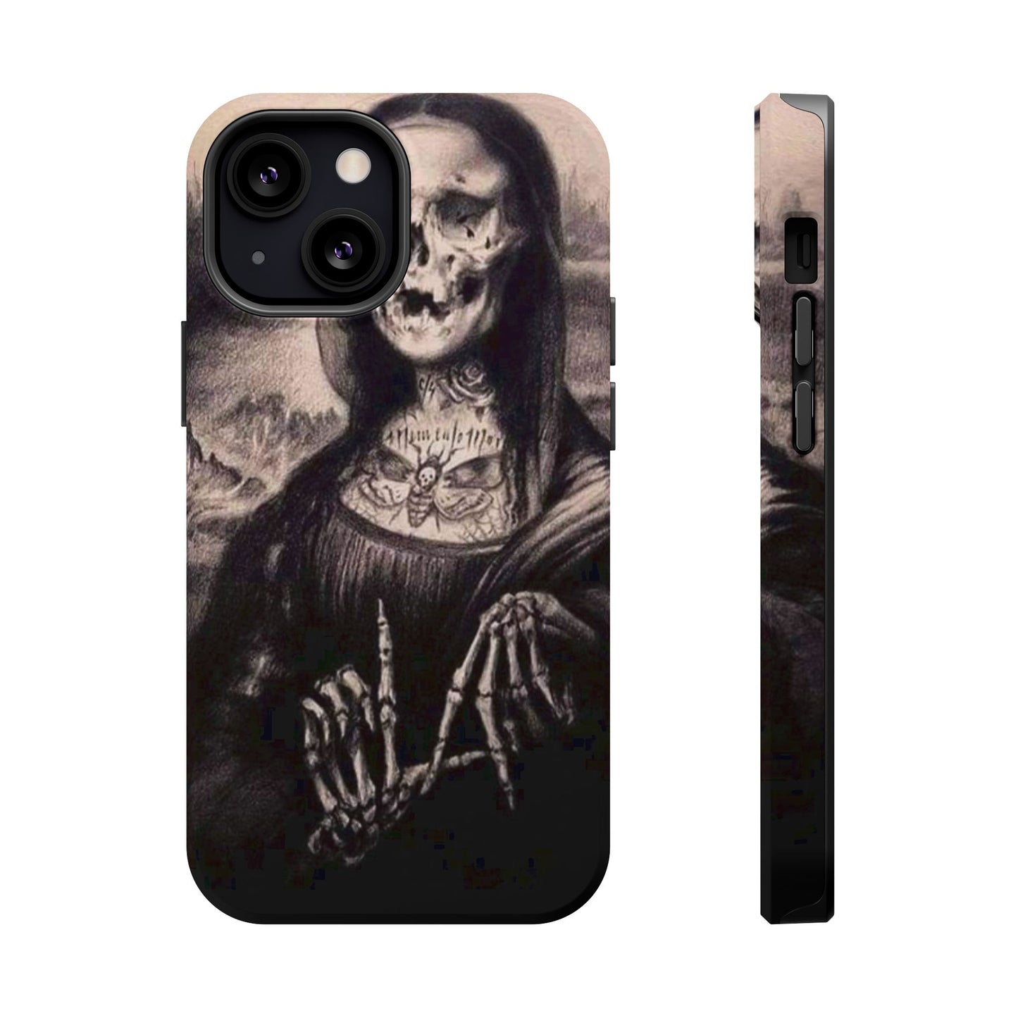 Gothic Art Phone Case, Skeleton Design, Impact-Resistant Cover, Unique Gift, Halloween Accessory, Edgy Tech Gear