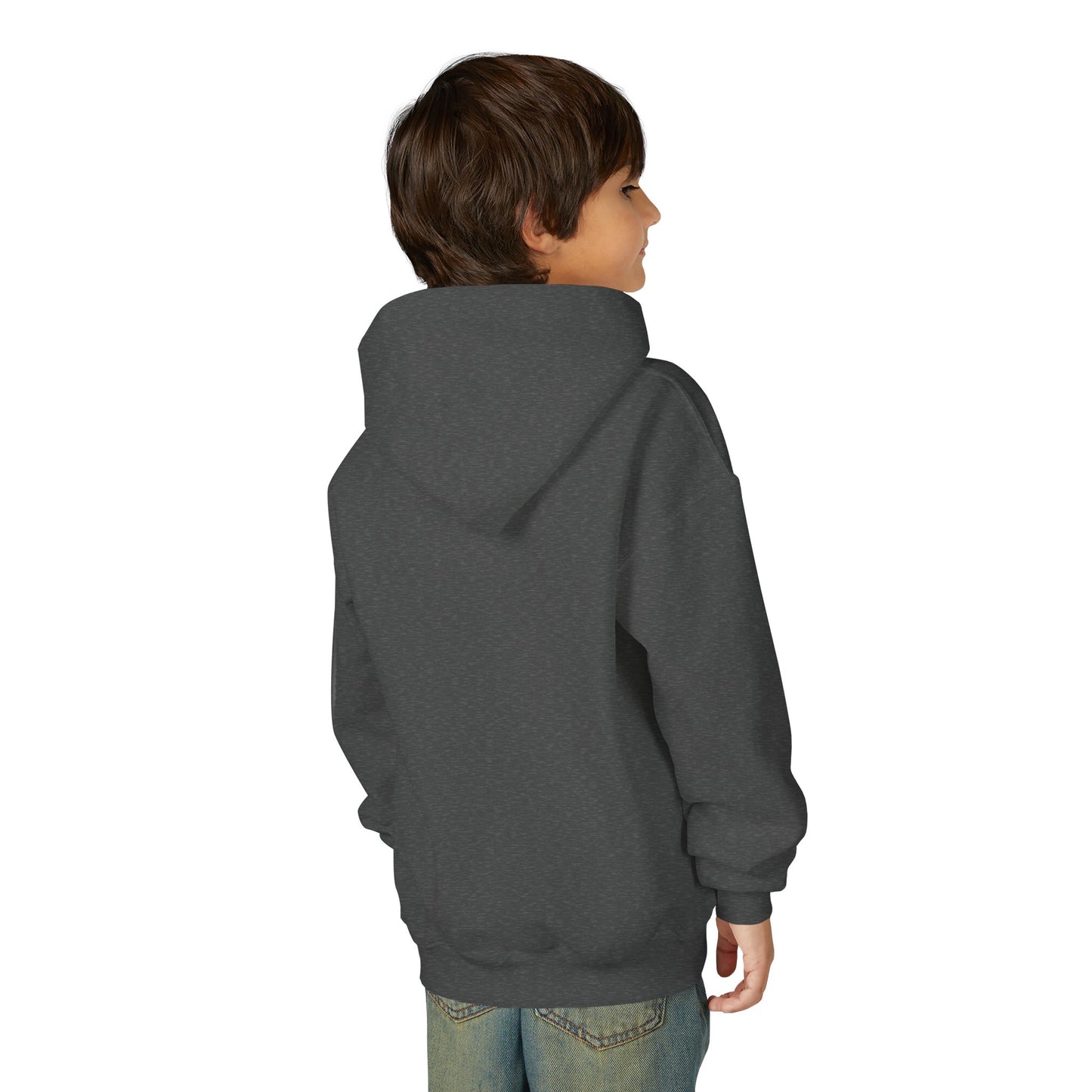 Youth Hooded Sweatshirt with Heart Design, Cozy Pullover, Trendy Sweatshirt, Gift for Teens, Casual Wear, Fashion Hoodie