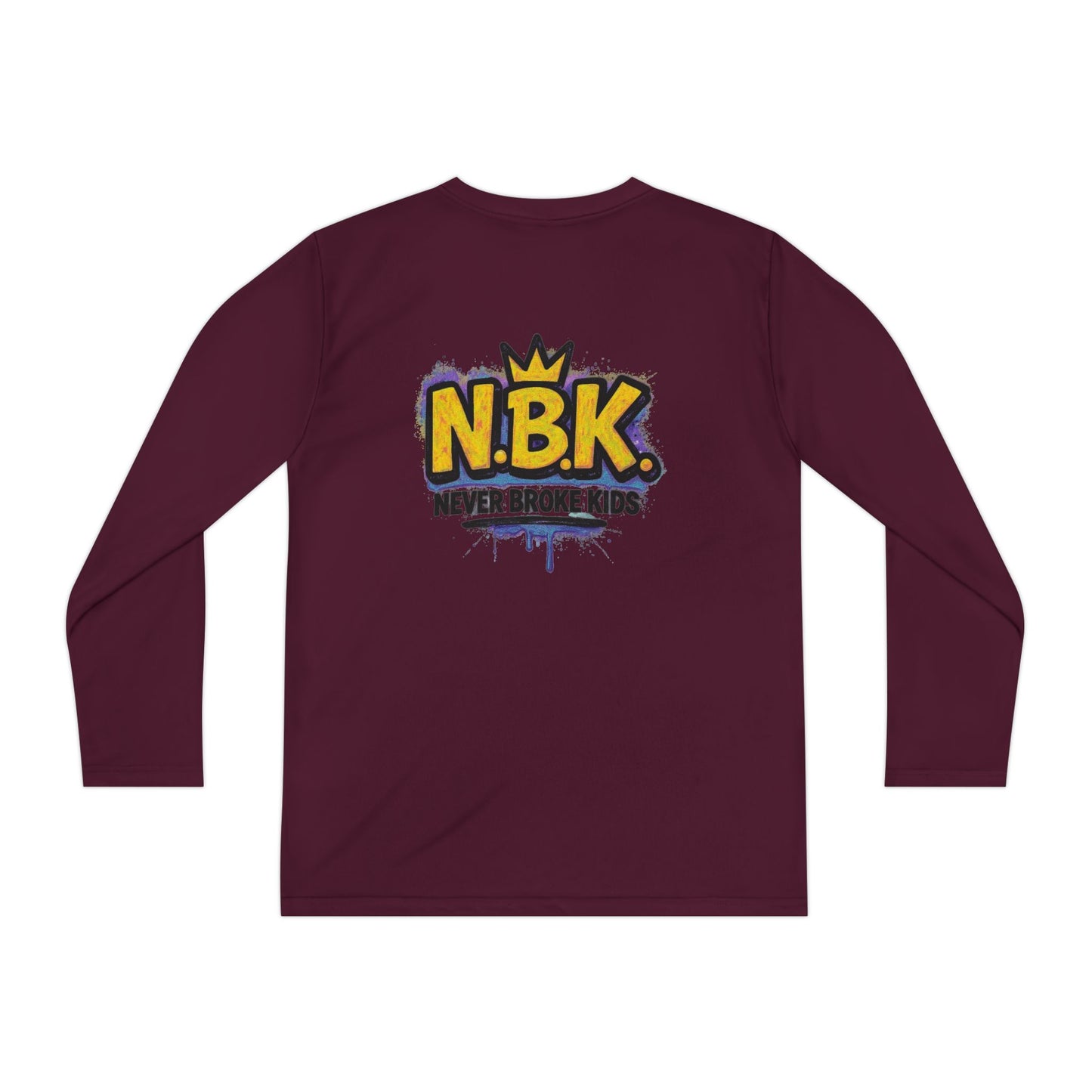 Youth Long Sleeve Tee - NBK Never Broke Kids, Cool Graphic Top for Kids, Growing Up, Birthday Gift, Casual Wear, Trendy Fashion