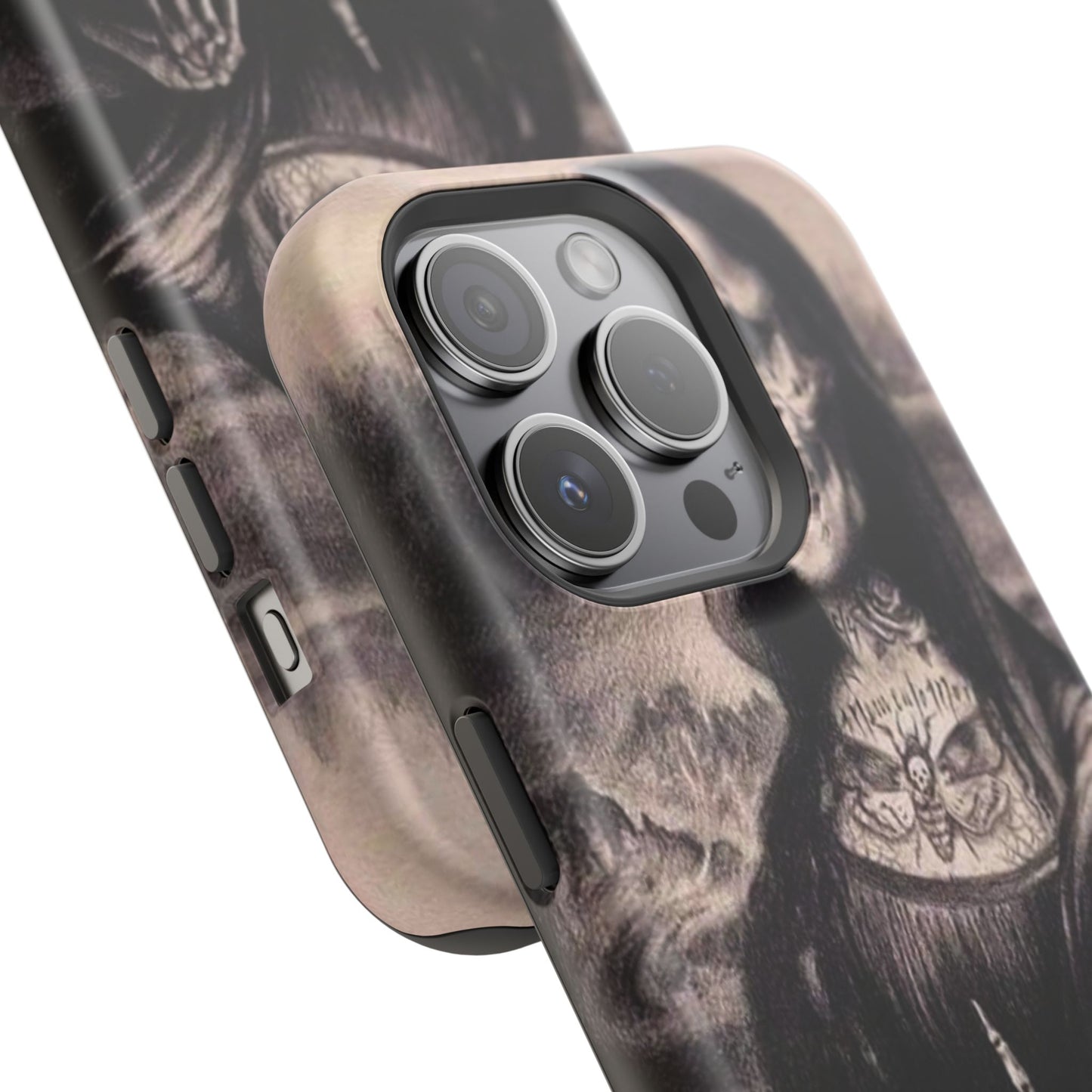 Gothic Art Phone Case, Skeleton Design, Impact-Resistant Cover, Unique Gift, Halloween Accessory, Edgy Tech Gear