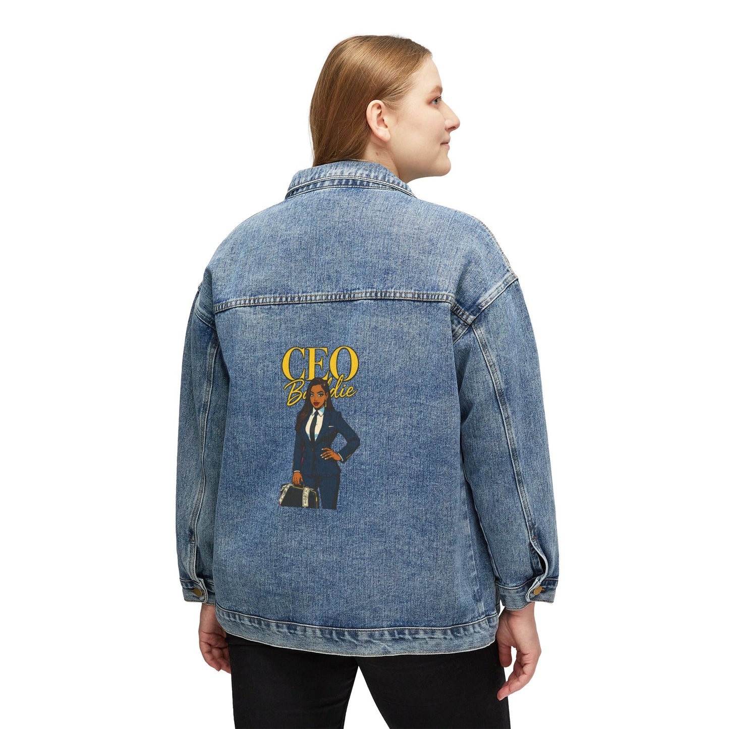 Stylish Women's Denim Jacket with 'C.E.O. Boss' Design | Trendy Casual Outerwear, Gift for Her, Fashionable Layering, Summer & Fall Style