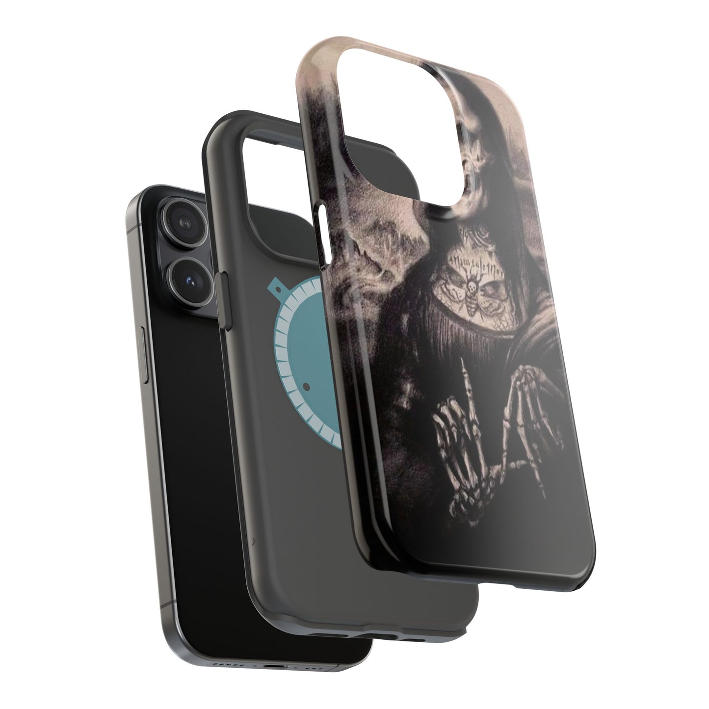 Gothic Art Phone Case, Skeleton Design, Impact-Resistant Cover, Unique Gift, Halloween Accessory, Edgy Tech Gear