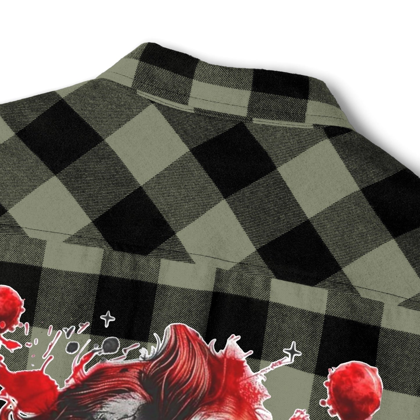 Unisex Flannel Shirt with Creepy Clown Design, Perfect for Fall Outfits, Halloween Parties, Casual Wear, Horror Fans, Cozy Style