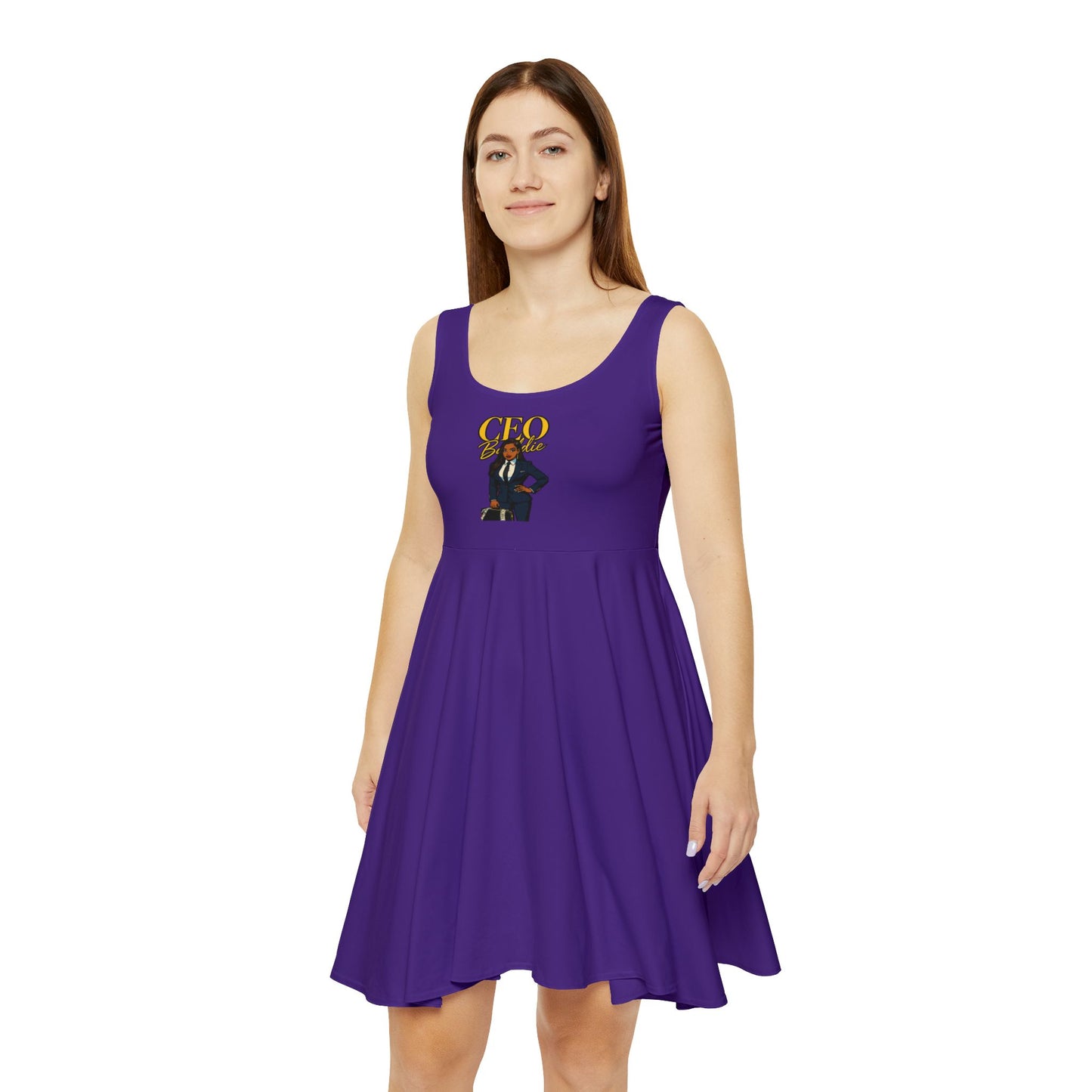 Empowerment Purple Skater Dress - Perfect for Boss Ladies, Casual Outings, Spring Events, Birthday Gifts, or Celebrations