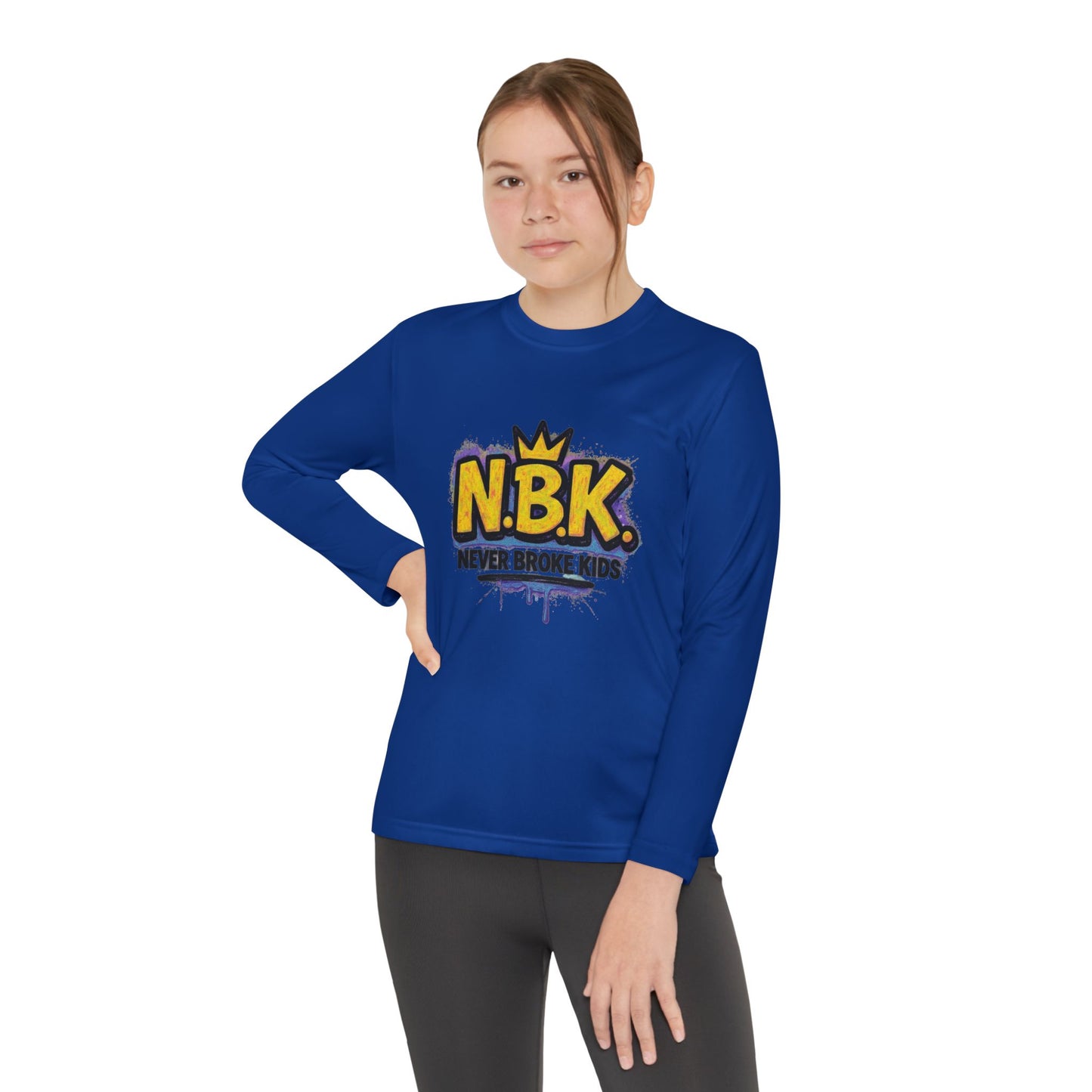 Youth Long Sleeve Tee - NBK Never Broke Kids, Cool Graphic Top for Kids, Growing Up, Birthday Gift, Casual Wear, Trendy Fashion