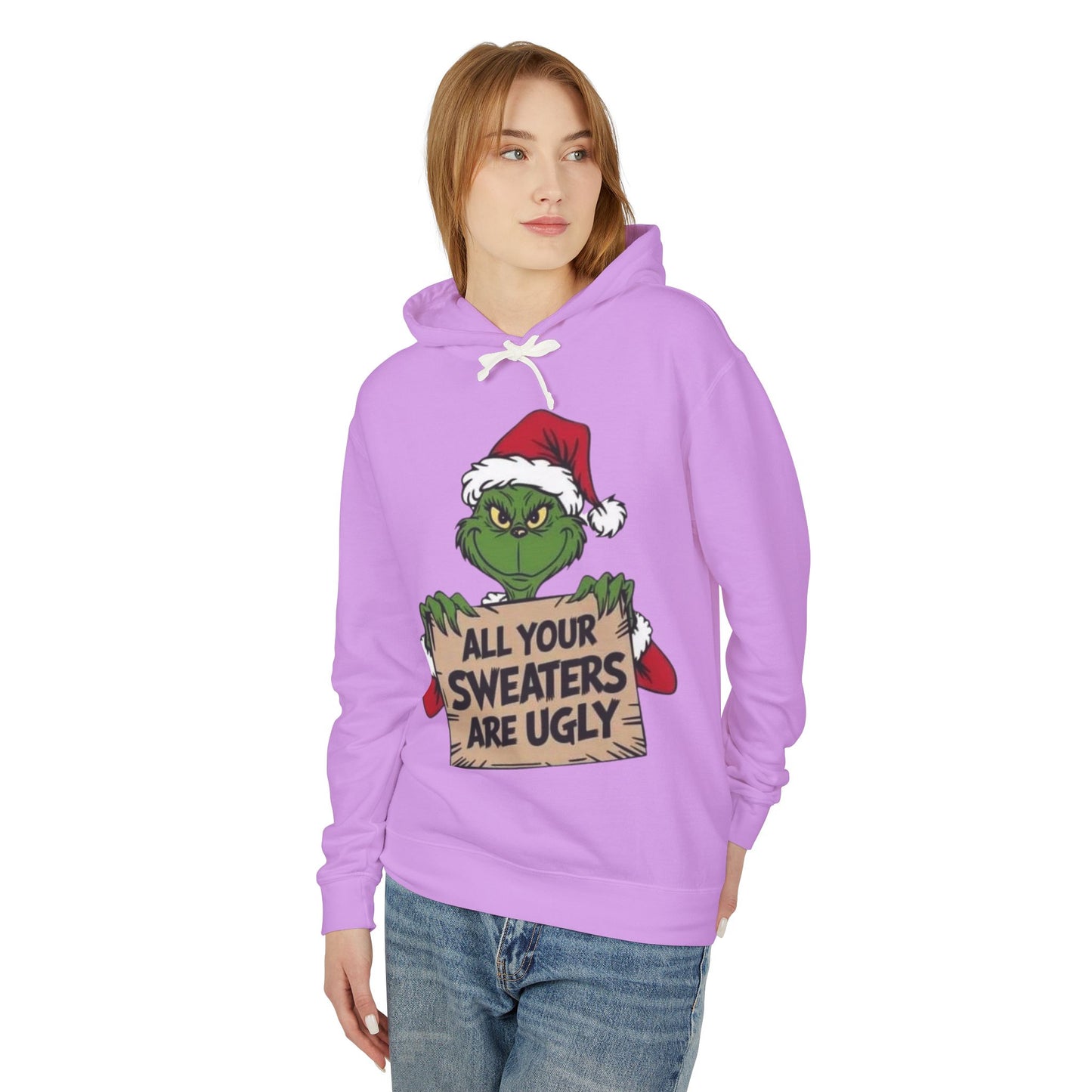 Grinch-Inspired Holiday Hoodie, Cozy Grinch Sweatshirt, Christmas Gift, Ugly Sweater Party Apparel, Unisex Lightweight Hoodie