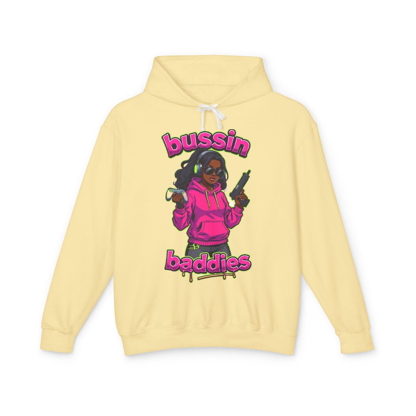 Bussin Baddies Unisex Lightweight Hoodie, Trendy Streetwear, Casual Fashion, Gift for Her, Unique Graphic Sweatshirt