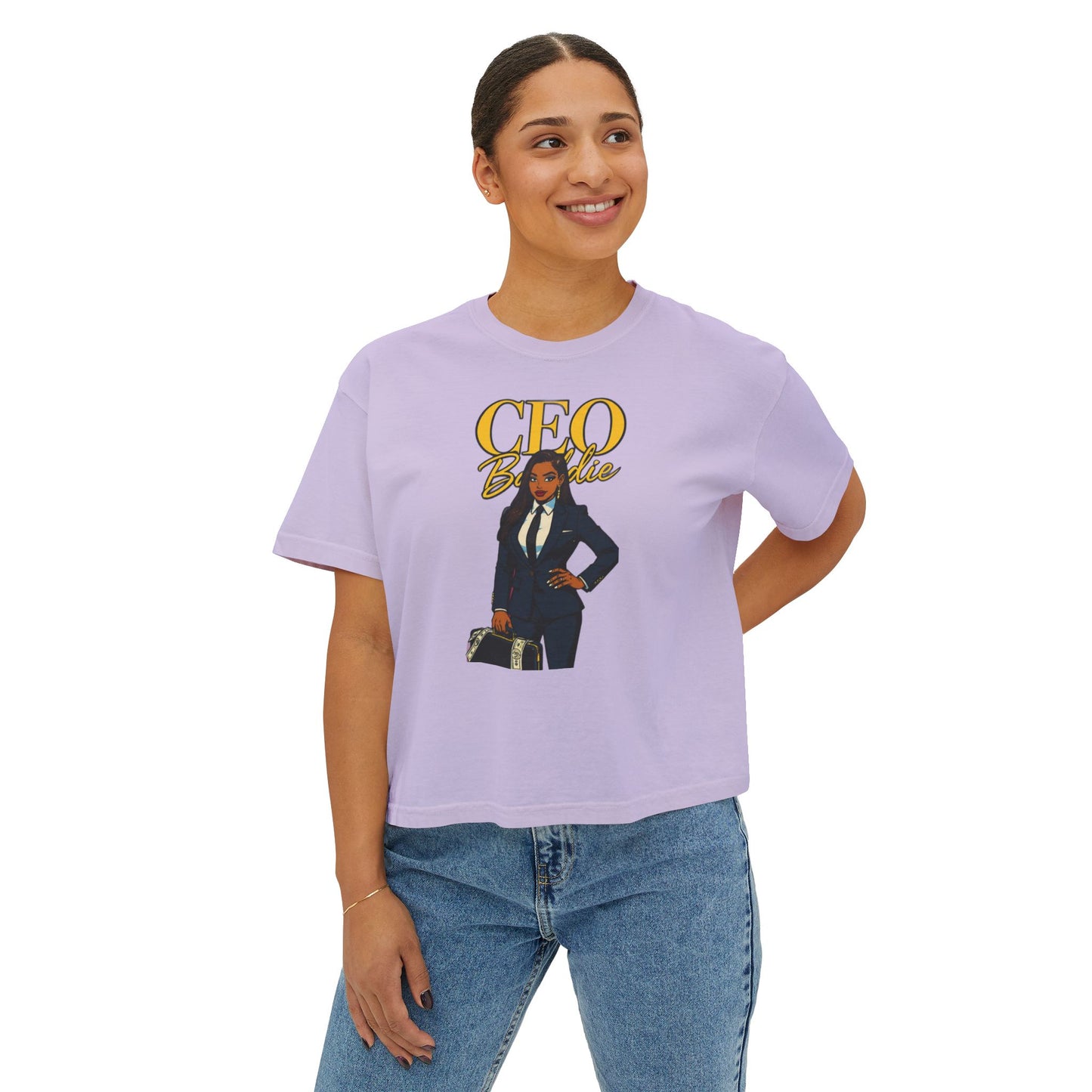 Empowered CEO Women's Boxy Tee, Casual Outfit, Gift for Graduates, Entrepreneur Shirt, Business Apparel, Motivational Top