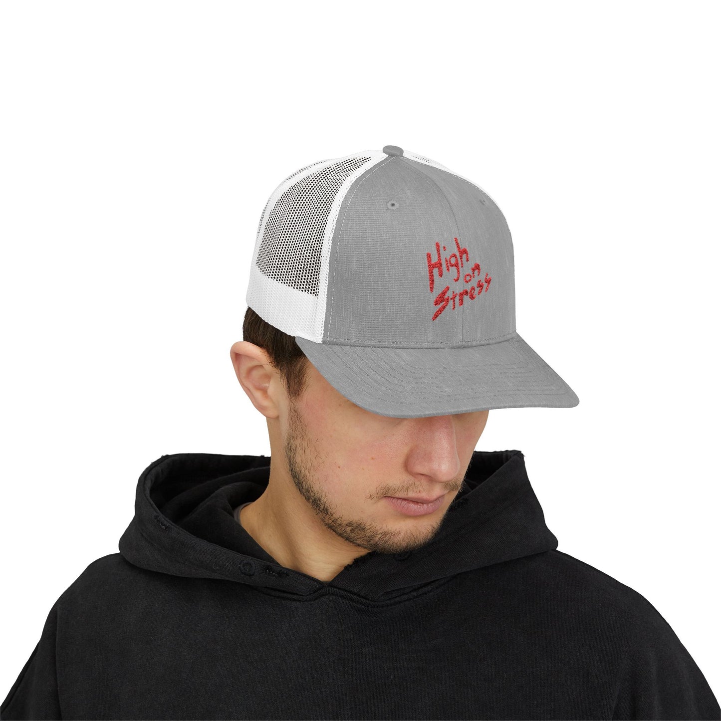 High on Stress Snapback Trucker Cap, Funny Cap for Stress Relief, Quirky Gift for Gamers, Casual Streetwear, Summer Essentials