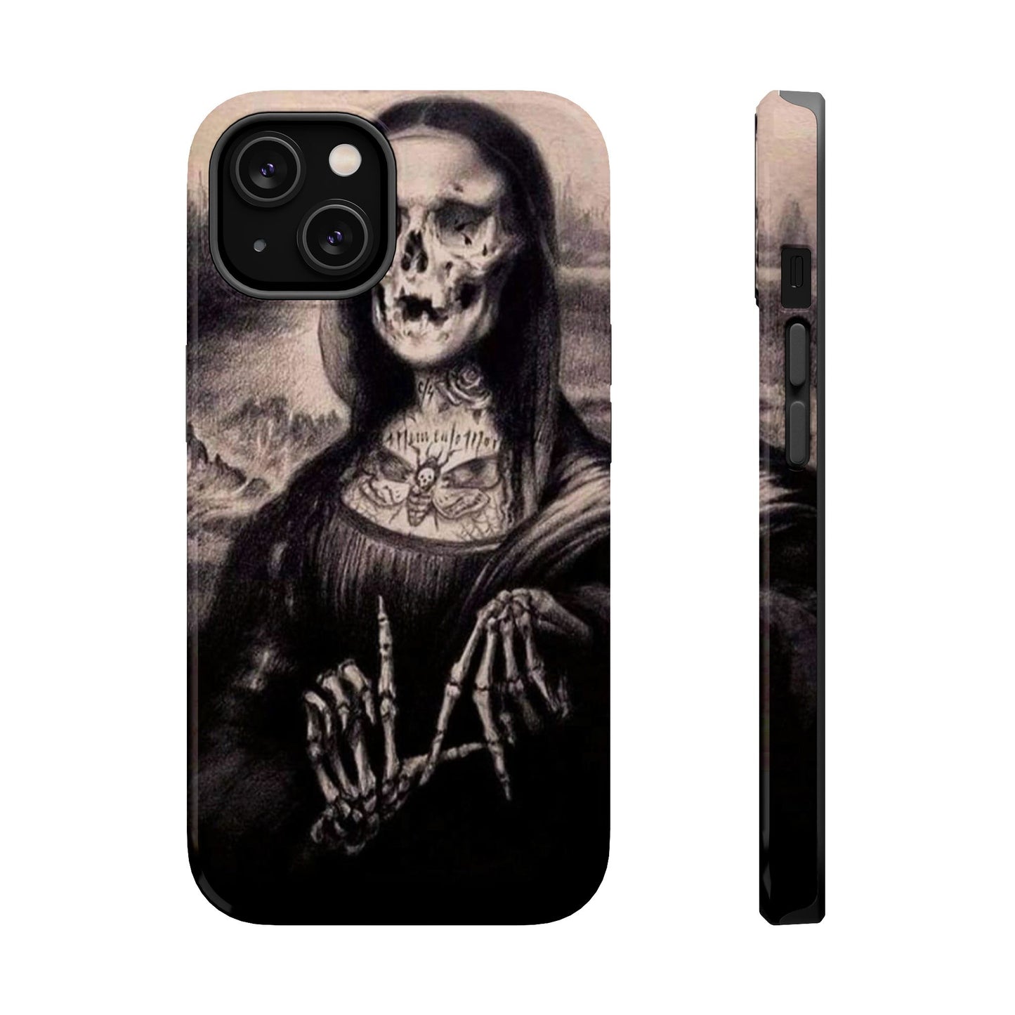 Gothic Art Phone Case, Skeleton Design, Impact-Resistant Cover, Unique Gift, Halloween Accessory, Edgy Tech Gear