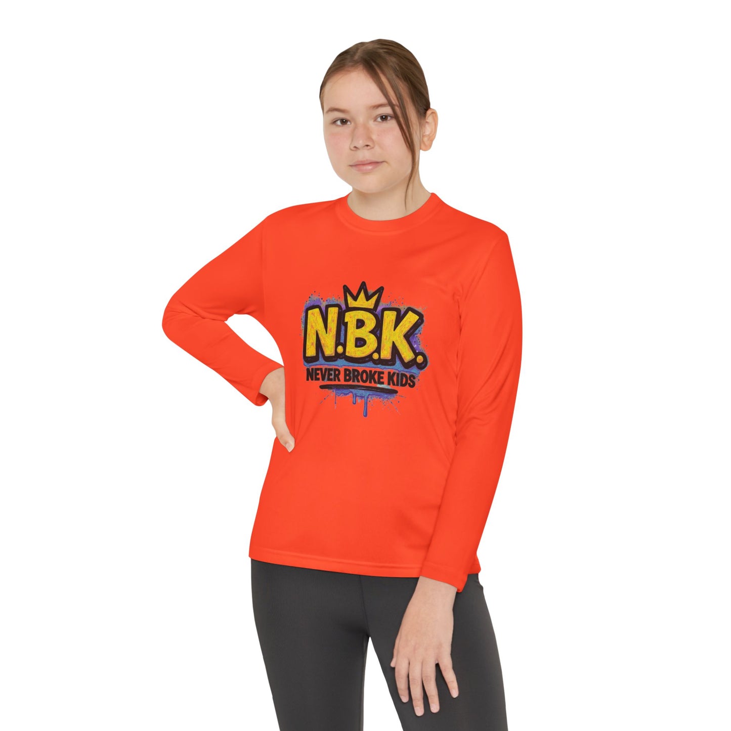Youth Long Sleeve Tee - NBK Never Broke Kids, Cool Graphic Top for Kids, Growing Up, Birthday Gift, Casual Wear, Trendy Fashion