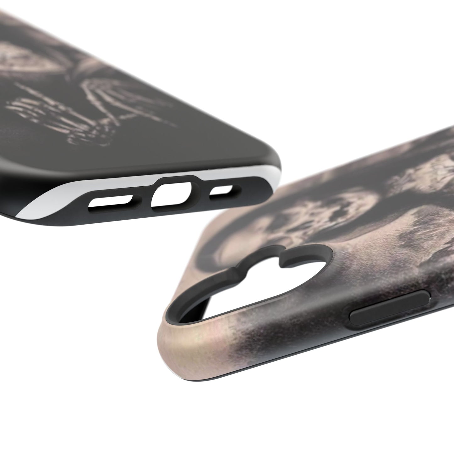 Gothic Art Phone Case, Skeleton Design, Impact-Resistant Cover, Unique Gift, Halloween Accessory, Edgy Tech Gear