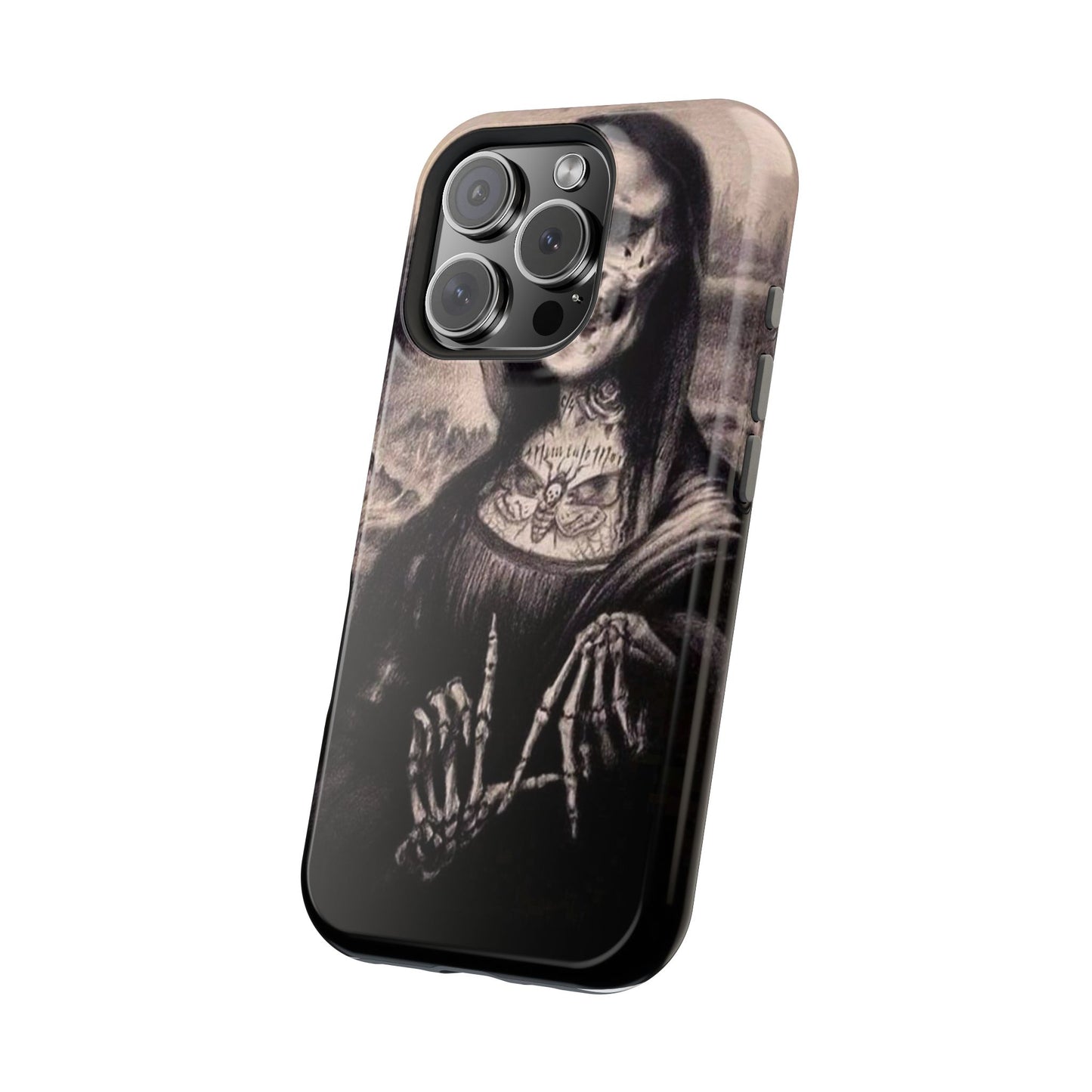 Gothic Art Phone Case, Skeleton Design, Impact-Resistant Cover, Unique Gift, Halloween Accessory, Edgy Tech Gear