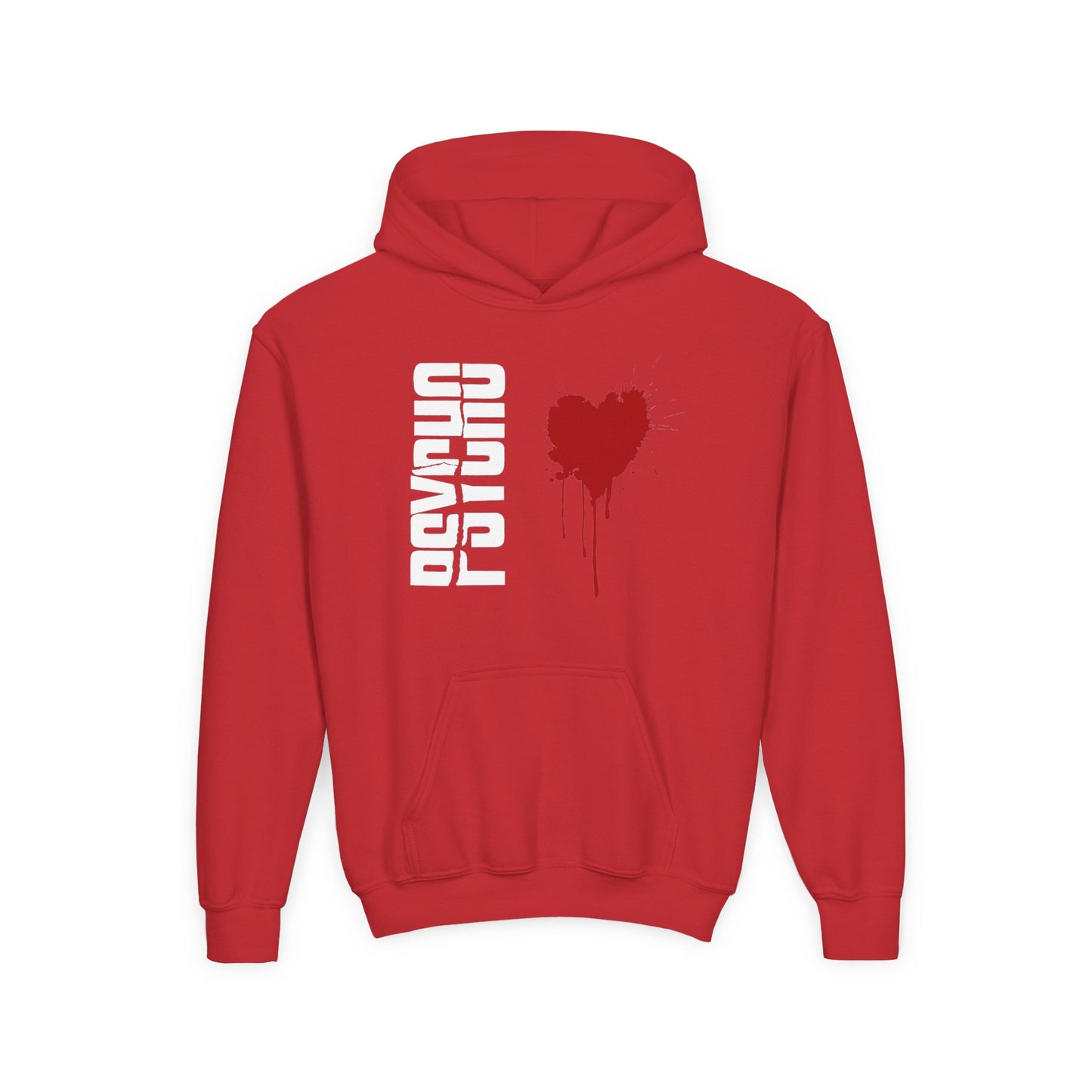 Youth Hooded Sweatshirt with Heart Design, Cozy Pullover, Trendy Sweatshirt, Gift for Teens, Casual Wear, Fashion Hoodie