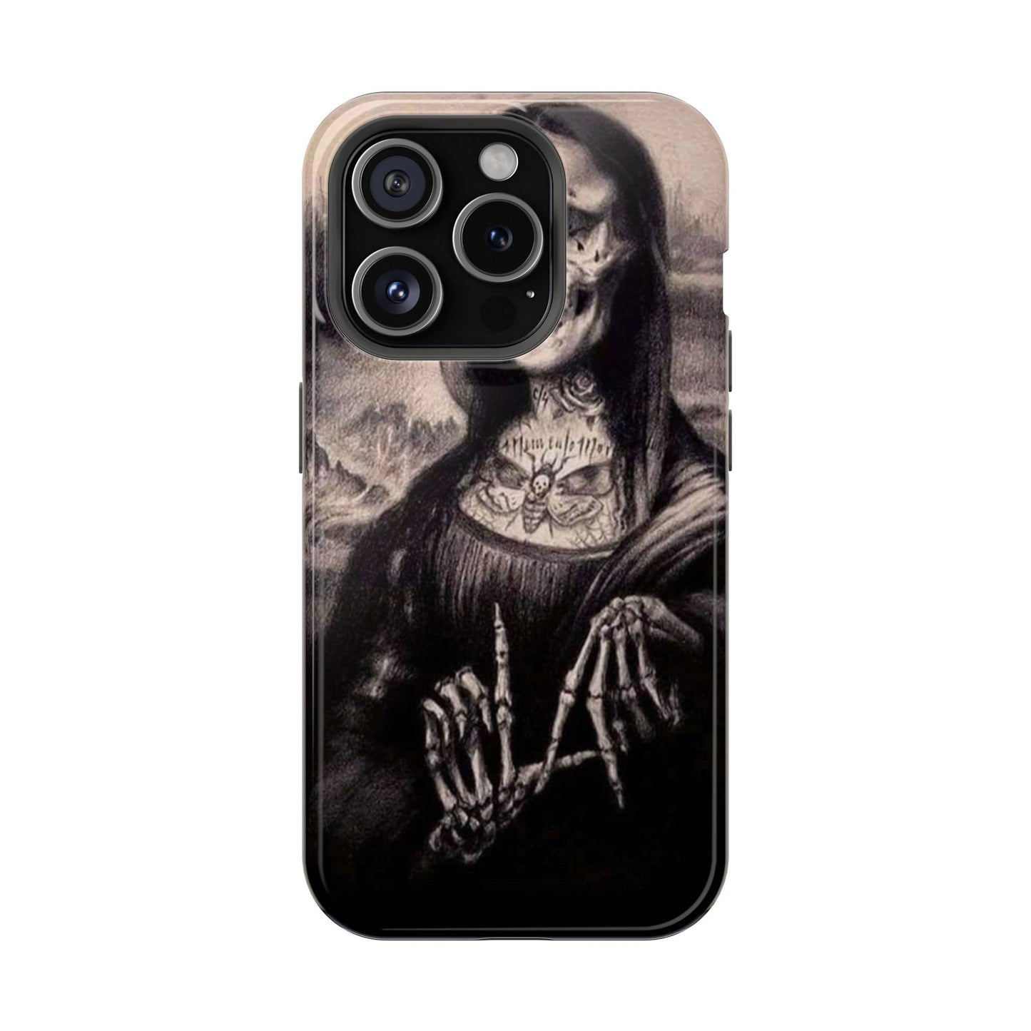 Gothic Art Phone Case, Skeleton Design, Impact-Resistant Cover, Unique Gift, Halloween Accessory, Edgy Tech Gear