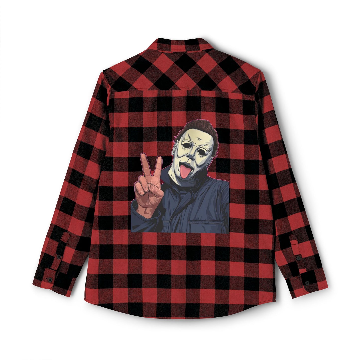 Cool Horror Graphic Unisex Flannel Shirt, Fall Style Shirt, Casual Layering Top, Halloween Gift, Grunge Aesthetic
