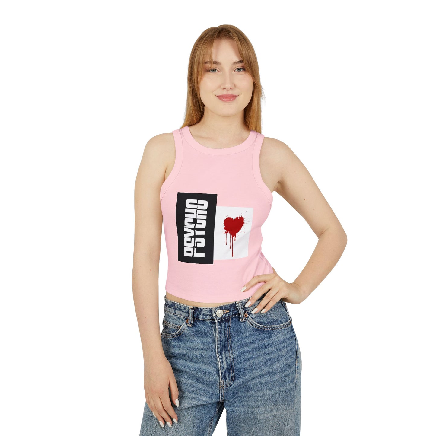 Psycho Heart Women's Crop Tank, Edgy Fashion Top, Summer Outfit, Festival Wear, Grunge Style