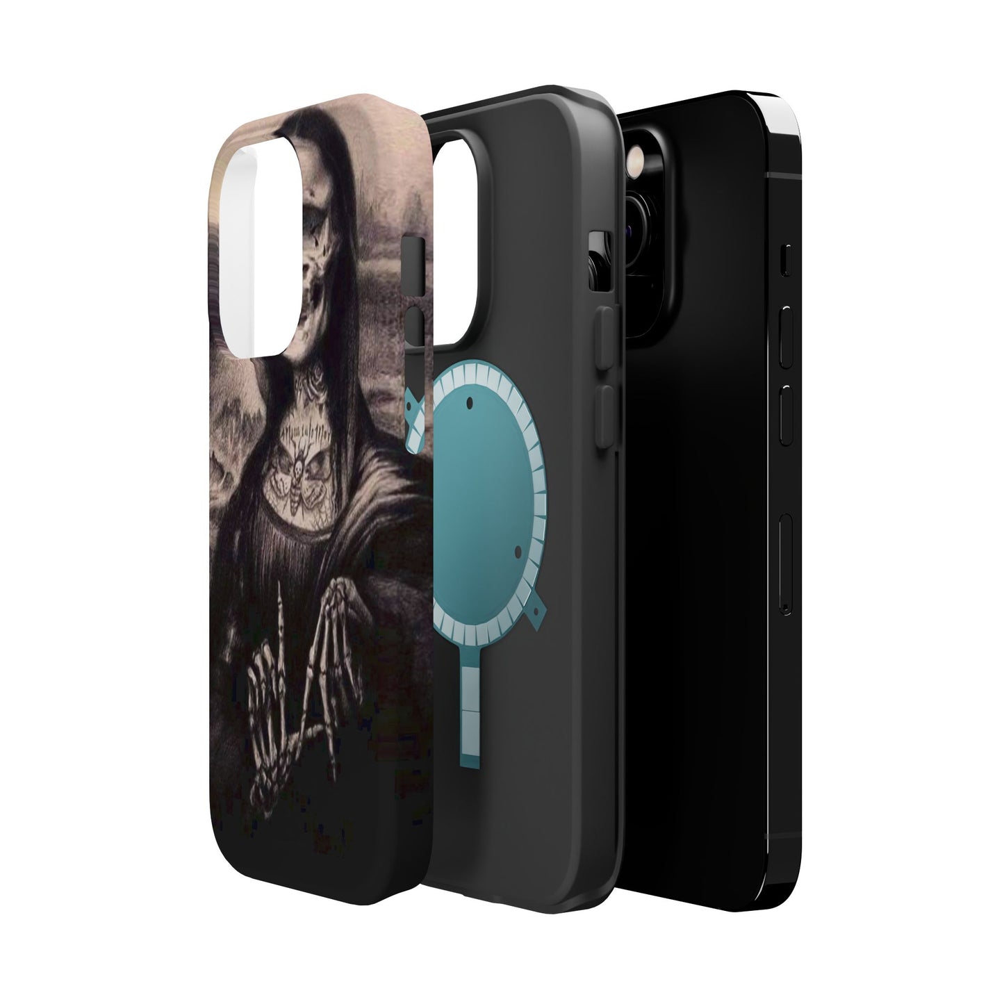 Gothic Art Phone Case, Skeleton Design, Impact-Resistant Cover, Unique Gift, Halloween Accessory, Edgy Tech Gear