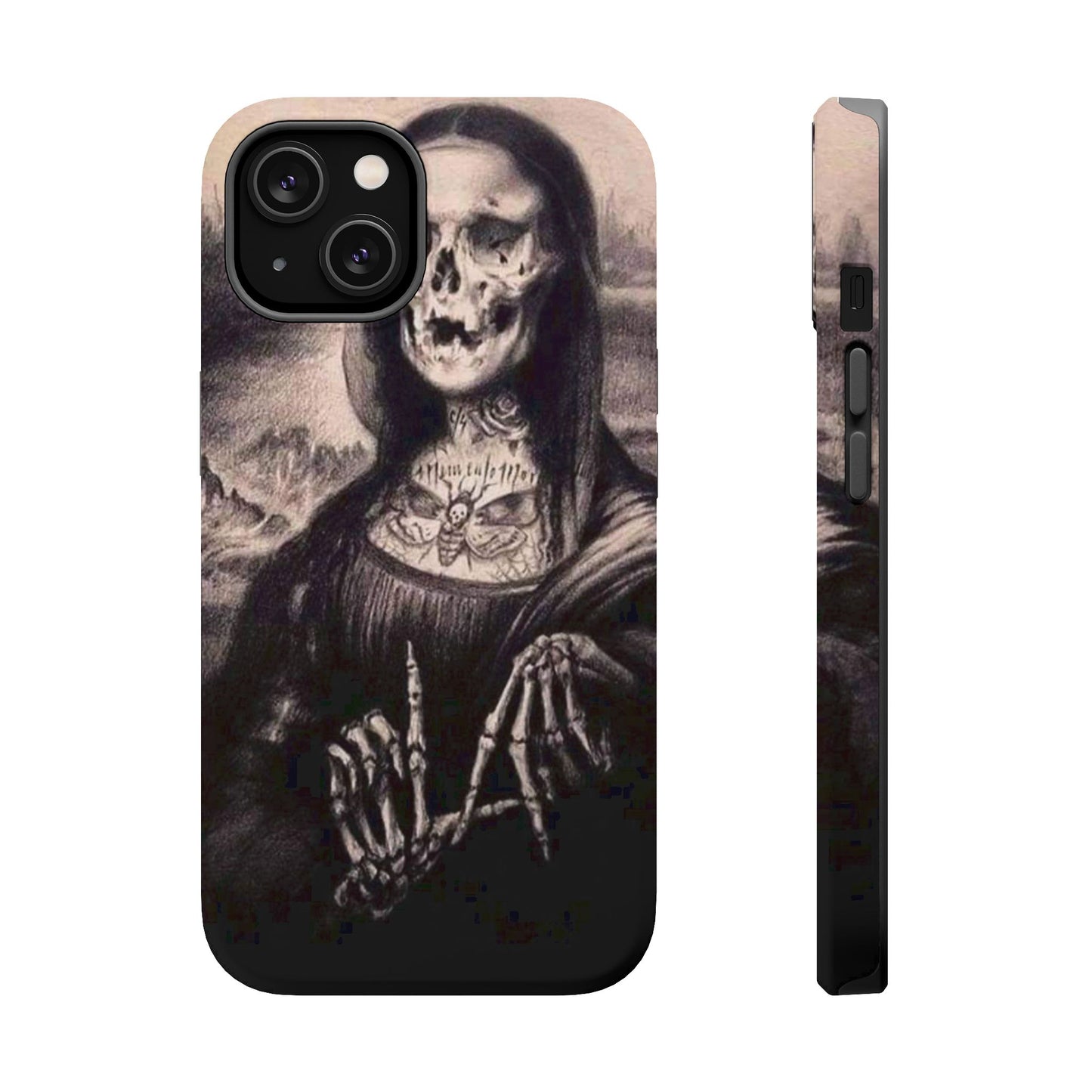 Gothic Art Phone Case, Skeleton Design, Impact-Resistant Cover, Unique Gift, Halloween Accessory, Edgy Tech Gear