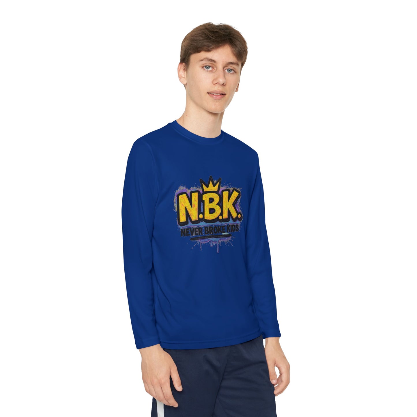 Youth Long Sleeve Tee - NBK Never Broke Kids, Cool Graphic Top for Kids, Growing Up, Birthday Gift, Casual Wear, Trendy Fashion