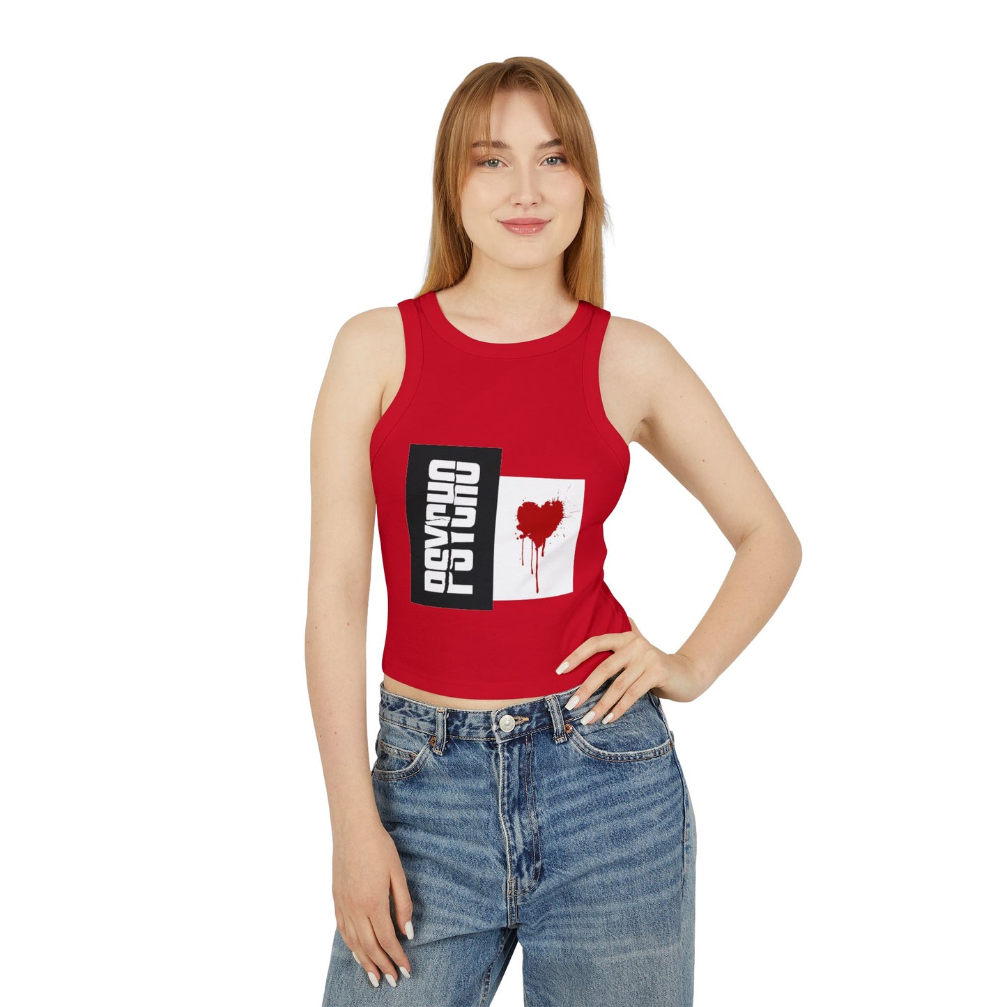 Psycho Heart Women's Crop Tank, Edgy Fashion Top, Summer Outfit, Festival Wear, Grunge Style