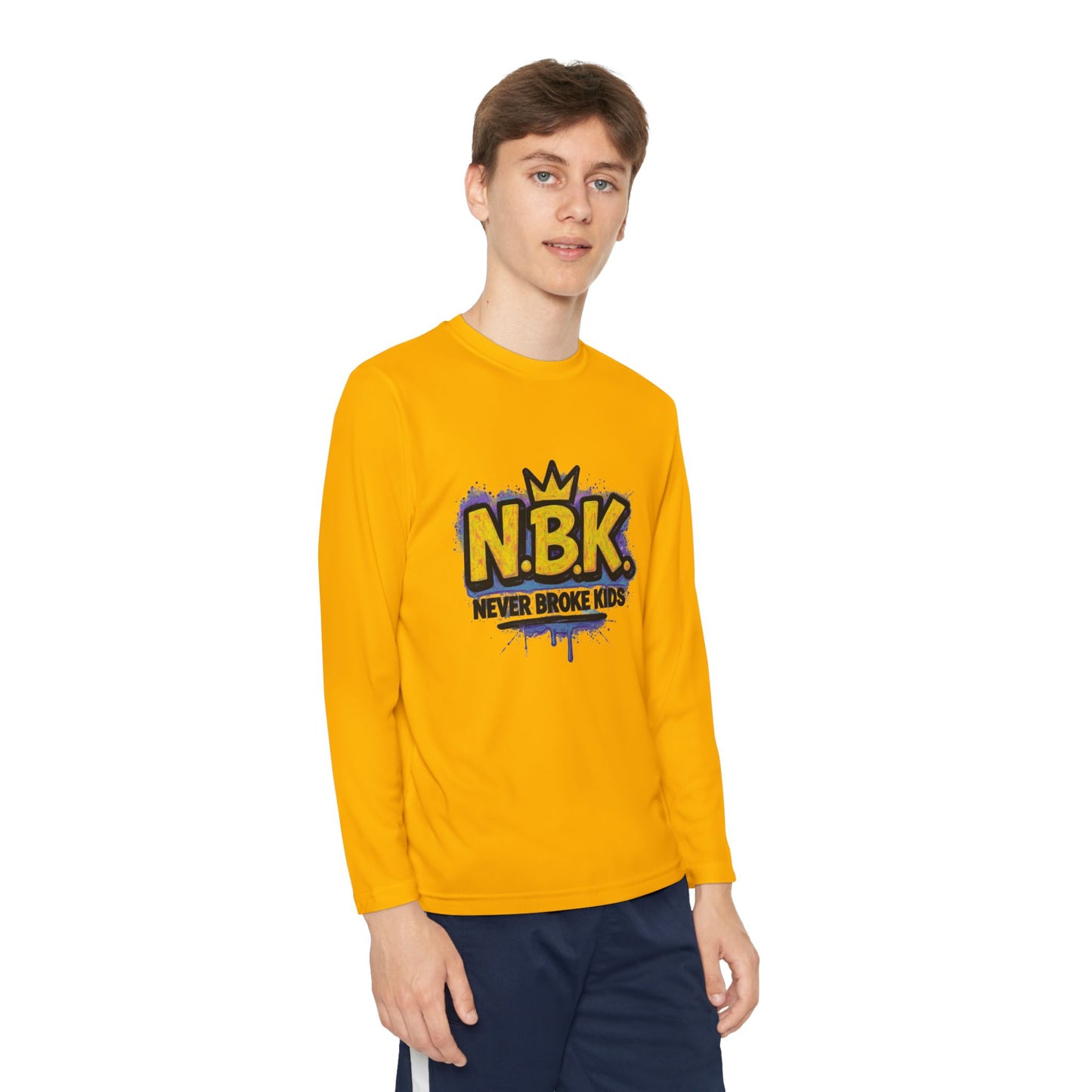 Youth Long Sleeve Tee - NBK Never Broke Kids, Cool Graphic Top for Kids, Growing Up, Birthday Gift, Casual Wear, Trendy Fashion