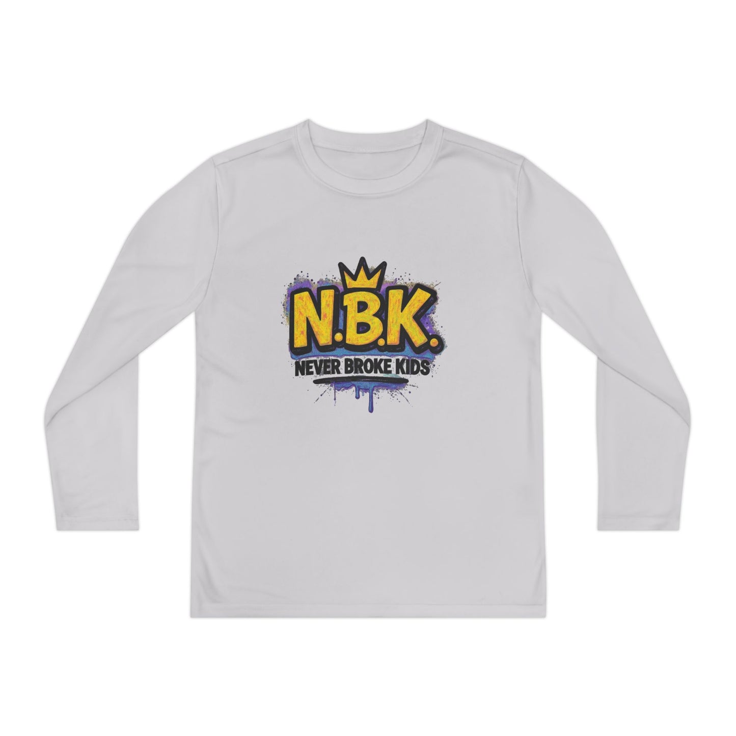 Youth Long Sleeve Tee - NBK Never Broke Kids, Cool Graphic Top for Kids, Growing Up, Birthday Gift, Casual Wear, Trendy Fashion