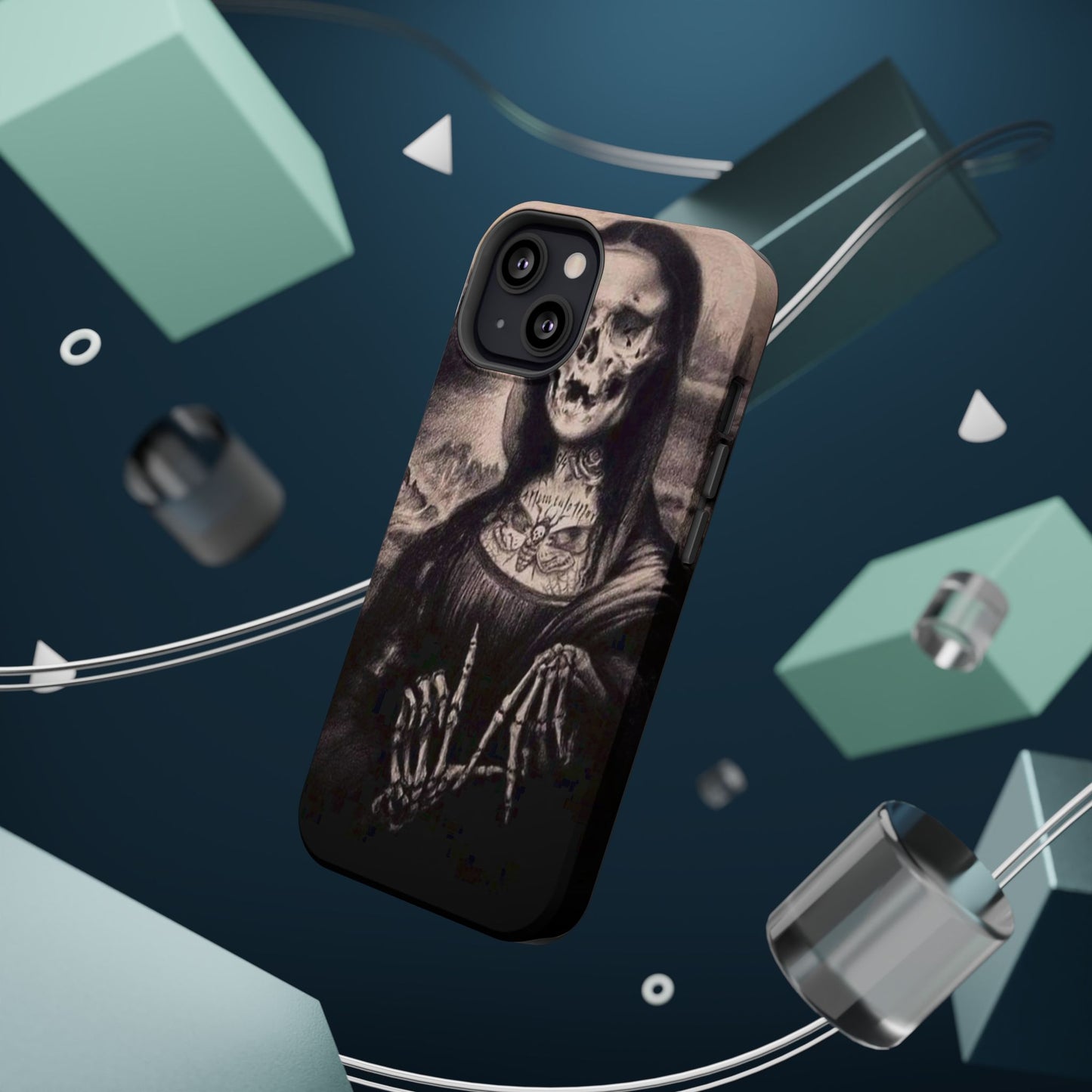 Gothic Art Phone Case, Skeleton Design, Impact-Resistant Cover, Unique Gift, Halloween Accessory, Edgy Tech Gear