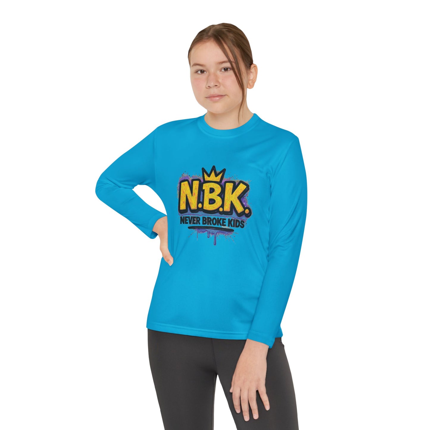 Youth Long Sleeve Tee - NBK Never Broke Kids, Cool Graphic Top for Kids, Growing Up, Birthday Gift, Casual Wear, Trendy Fashion