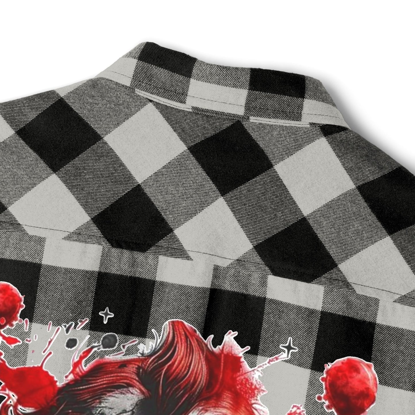 Unisex Flannel Shirt with Creepy Clown Design, Perfect for Fall Outfits, Halloween Parties, Casual Wear, Horror Fans, Cozy Style