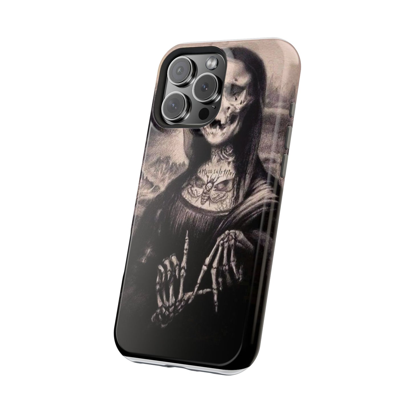 Gothic Art Phone Case, Skeleton Design, Impact-Resistant Cover, Unique Gift, Halloween Accessory, Edgy Tech Gear