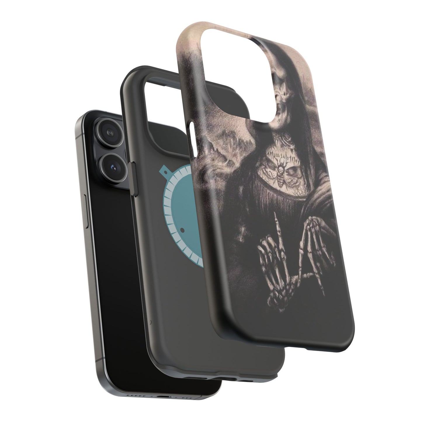 Gothic Art Phone Case, Skeleton Design, Impact-Resistant Cover, Unique Gift, Halloween Accessory, Edgy Tech Gear