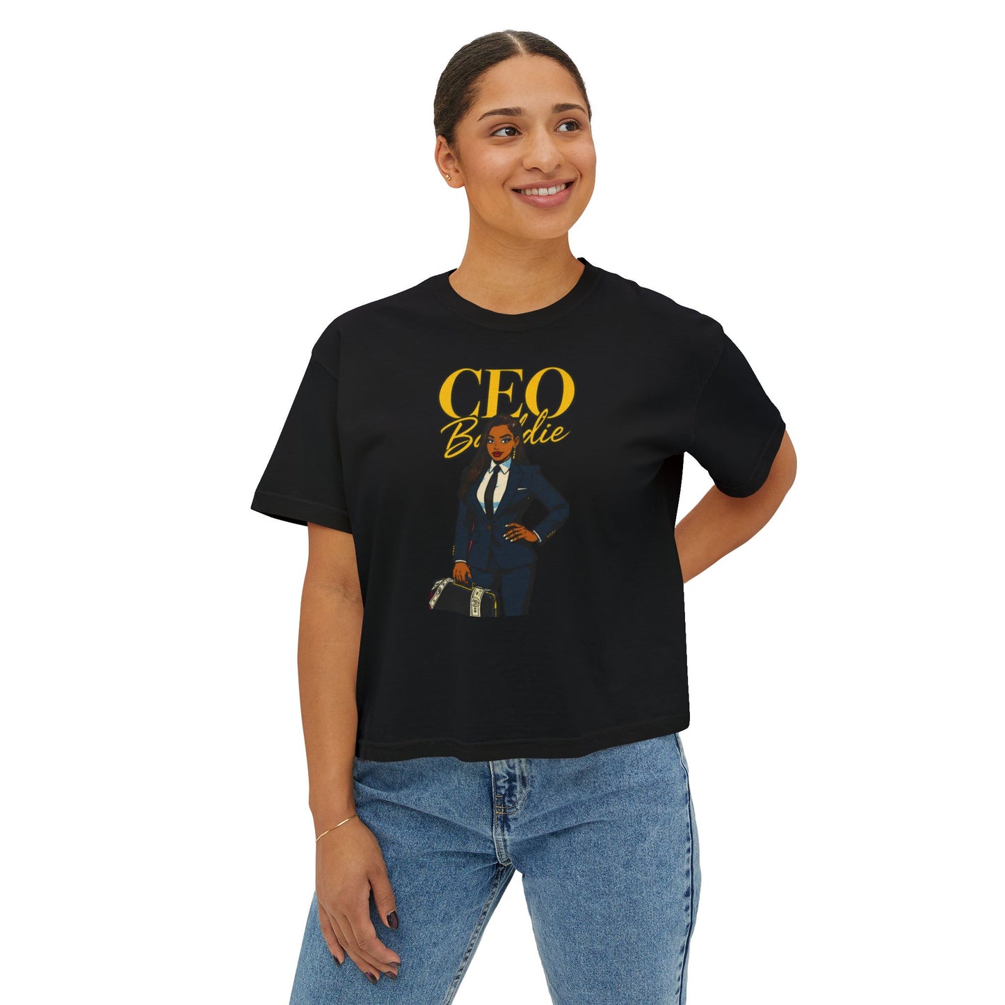 Empowered CEO Women's Boxy Tee, Casual Outfit, Gift for Graduates, Entrepreneur Shirt, Business Apparel, Motivational Top