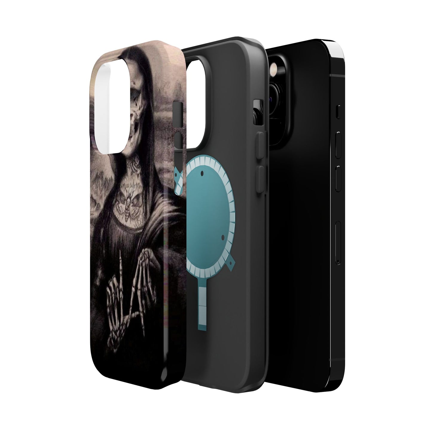 Gothic Art Phone Case, Skeleton Design, Impact-Resistant Cover, Unique Gift, Halloween Accessory, Edgy Tech Gear