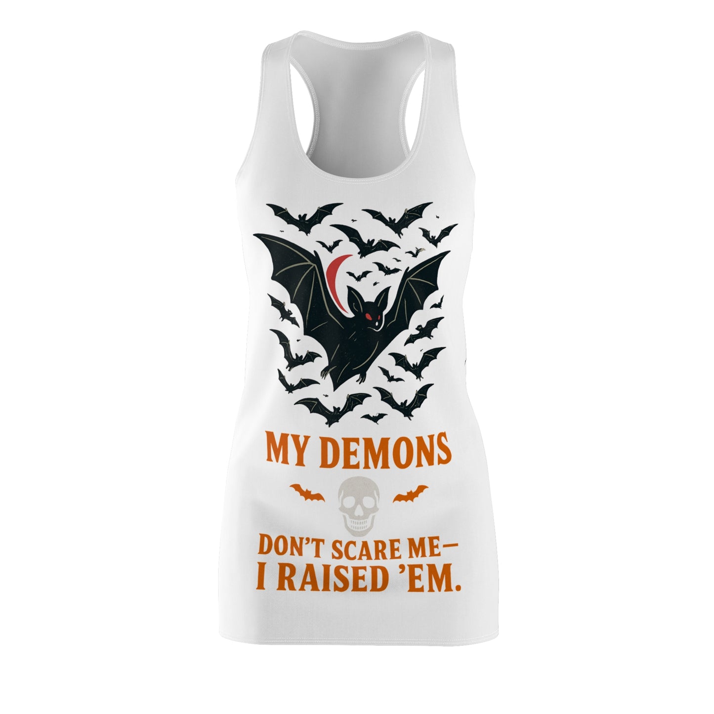 Spooky Bat-Themed Racerback Dress | Halloween Costume, Party Dress, Unique Gift, Casual Outfit, Spooky Season Wear