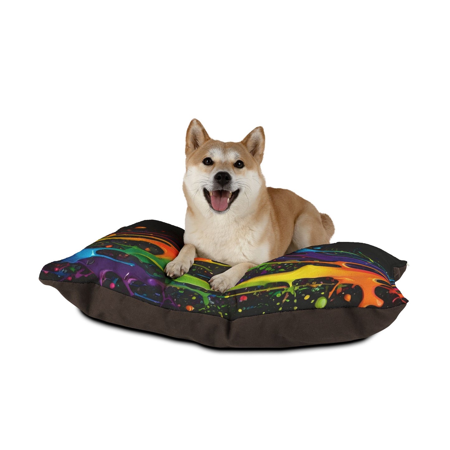 Vibrant Splash Pet Bed, Colorful Dog Bed, Cat Sleeping Pad, Cozy Pet Mat, Fun Pet Decor, Rainbow Splash Pet Cushion
