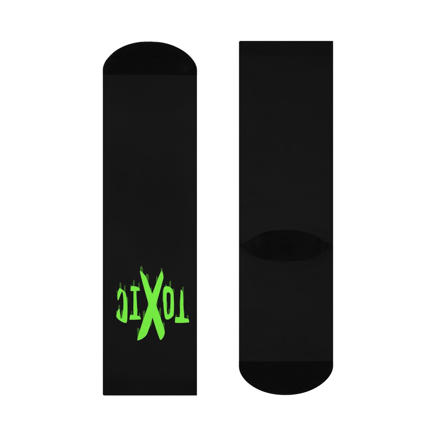 Toxic Vibes Crew Socks | Fun Cushioned Socks for Gift, Fashion, Everyday Wear | Halloween, Party, Casual Style