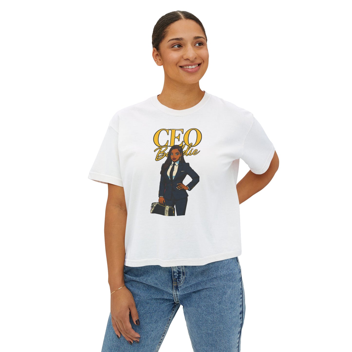 Empowered CEO Women's Boxy Tee, Casual Outfit, Gift for Graduates, Entrepreneur Shirt, Business Apparel, Motivational Top