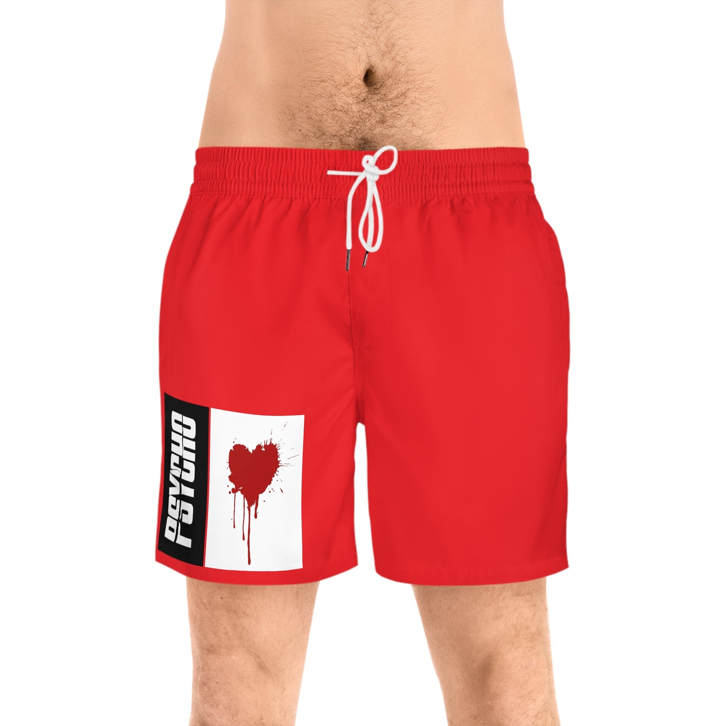 Psycho Heart Swim Shorts, Bold Men’s Swimwear, Vacation Essentials, Summer Pool Party Outfit, Unique Beachwear, Gifts for Him