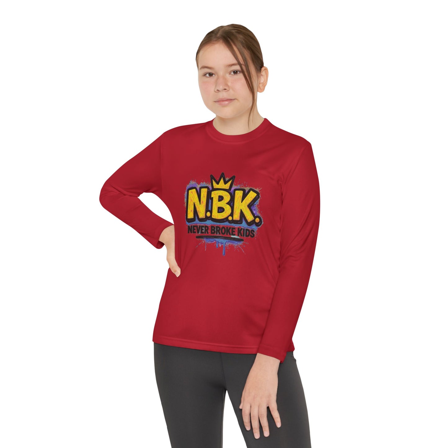 Youth Long Sleeve Tee - NBK Never Broke Kids, Cool Graphic Top for Kids, Growing Up, Birthday Gift, Casual Wear, Trendy Fashion
