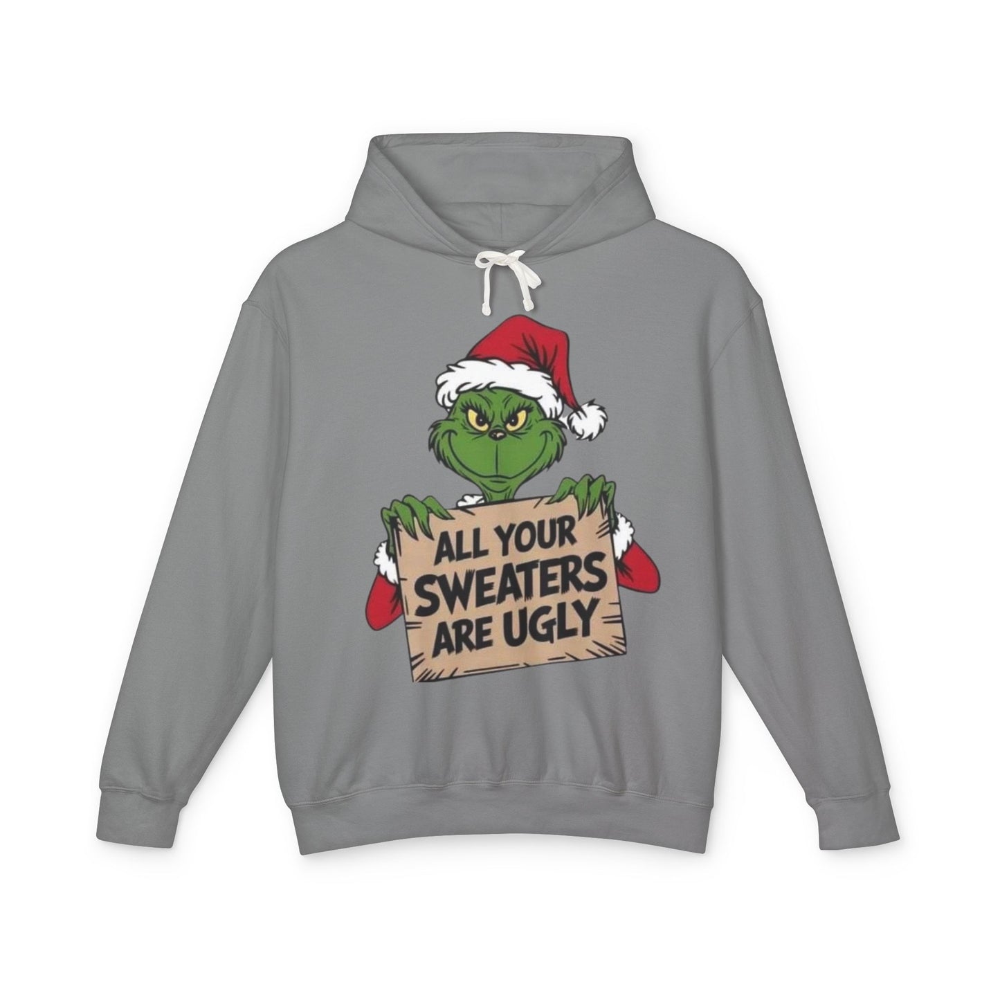 Grinch-Inspired Holiday Hoodie, Cozy Grinch Sweatshirt, Christmas Gift, Ugly Sweater Party Apparel, Unisex Lightweight Hoodie