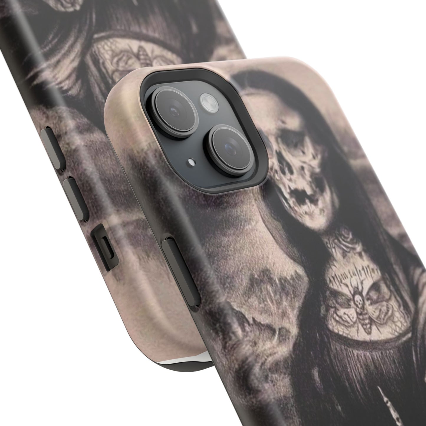 Gothic Art Phone Case, Skeleton Design, Impact-Resistant Cover, Unique Gift, Halloween Accessory, Edgy Tech Gear