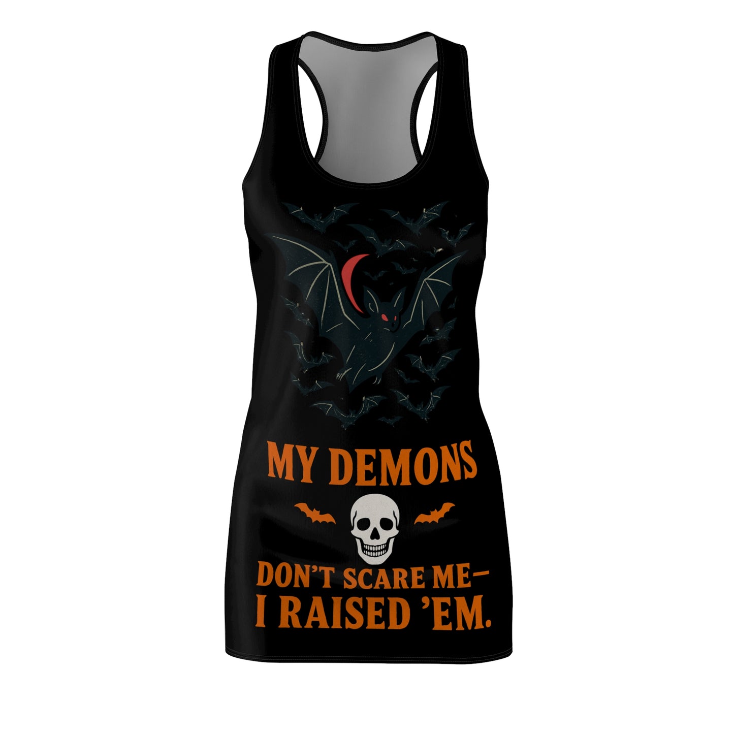 Women's Halloween Racerback Dress, Fun Spooky Dress, Gift for Halloween Lovers, Party Dress, Demon Theme Apparel