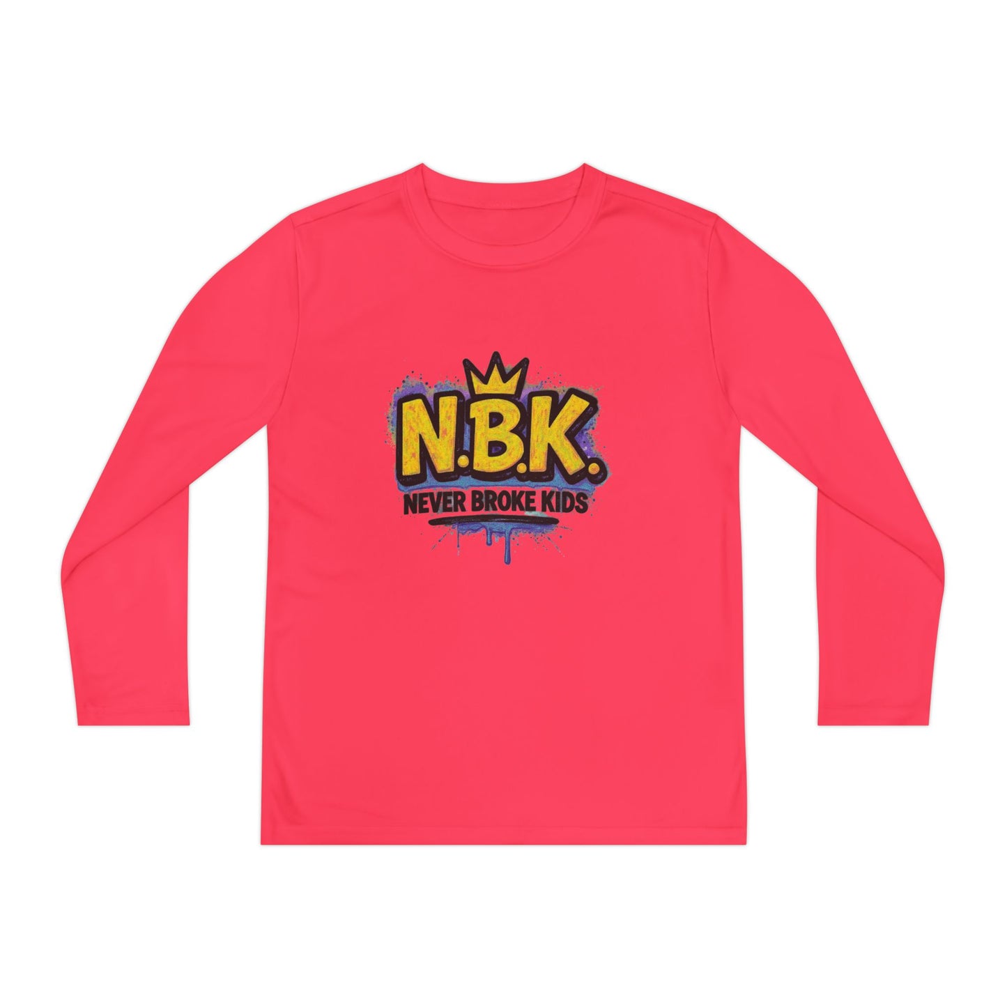 Youth Long Sleeve Tee - NBK Never Broke Kids, Cool Graphic Top for Kids, Growing Up, Birthday Gift, Casual Wear, Trendy Fashion
