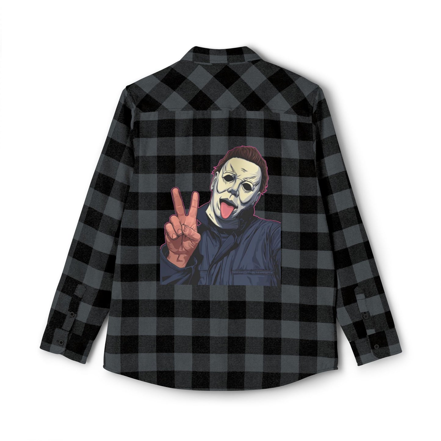 Cool Horror Graphic Unisex Flannel Shirt, Fall Style Shirt, Casual Layering Top, Halloween Gift, Grunge Aesthetic