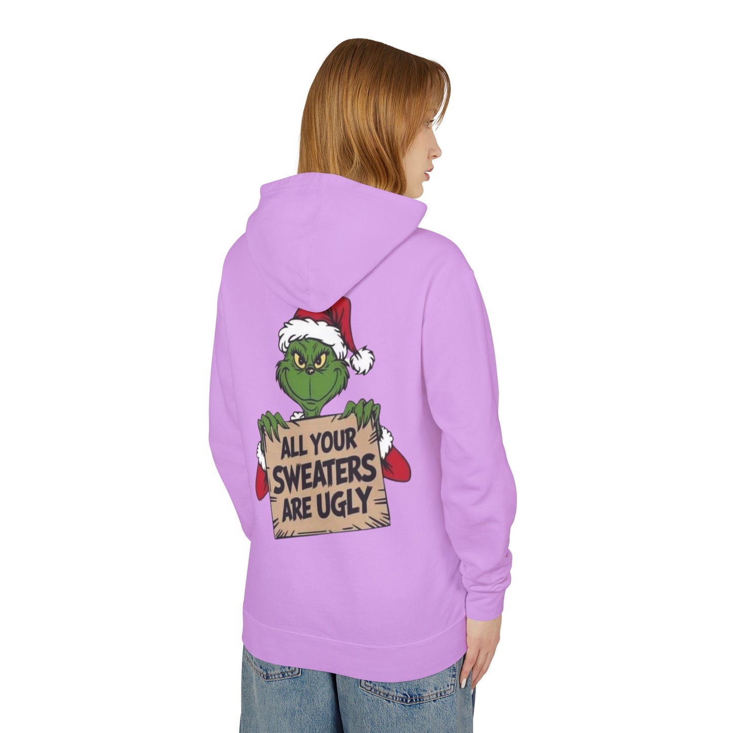 Grinch-Inspired Holiday Hoodie, Cozy Grinch Sweatshirt, Christmas Gift, Ugly Sweater Party Apparel, Unisex Lightweight Hoodie