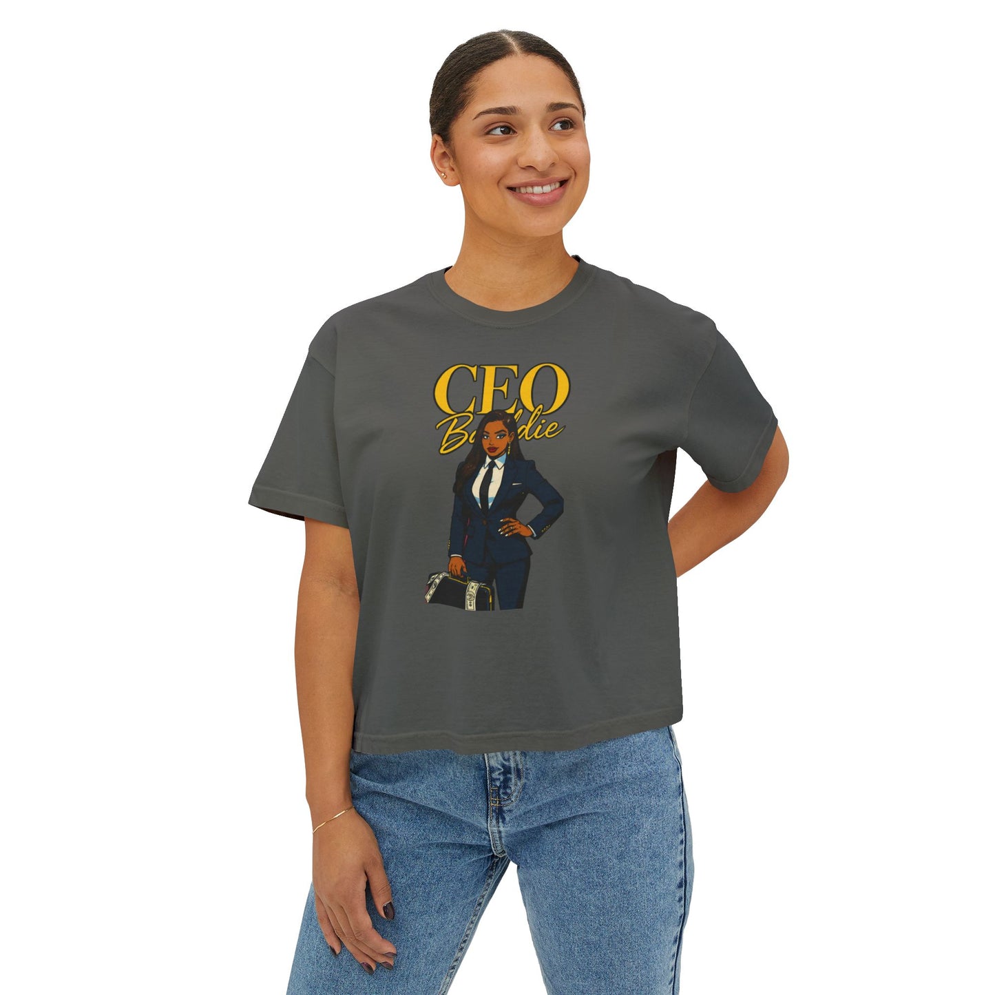 Empowered CEO Women's Boxy Tee, Casual Outfit, Gift for Graduates, Entrepreneur Shirt, Business Apparel, Motivational Top