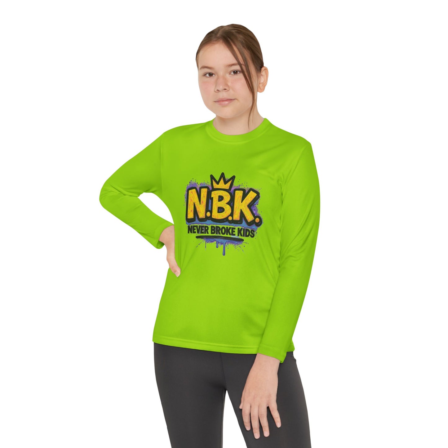 Youth Long Sleeve Tee - NBK Never Broke Kids, Cool Graphic Top for Kids, Growing Up, Birthday Gift, Casual Wear, Trendy Fashion