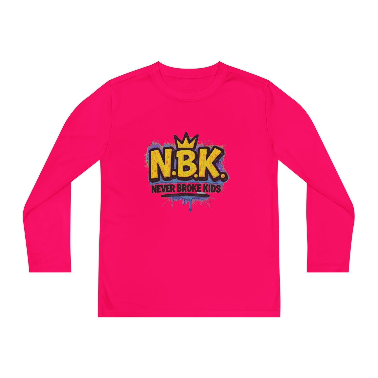 Youth Long Sleeve Tee - NBK Never Broke Kids, Cool Graphic Top for Kids, Growing Up, Birthday Gift, Casual Wear, Trendy Fashion