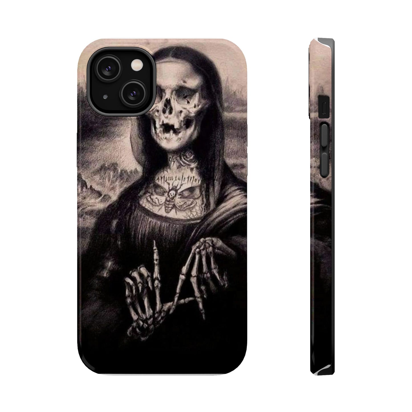 Gothic Art Phone Case, Skeleton Design, Impact-Resistant Cover, Unique Gift, Halloween Accessory, Edgy Tech Gear